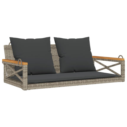 gyngebænk med hynder 109x62x40 cm polyrattan grå
