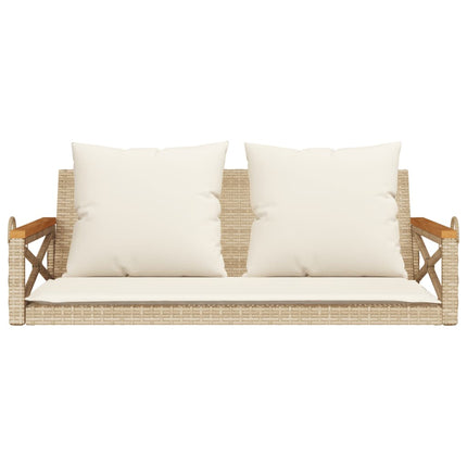 havebænk med hynder 109x62x40 cm polyrattan beige