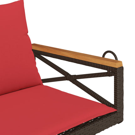 gyngebænk med hynder 109x62x40 cm polyrattan brun