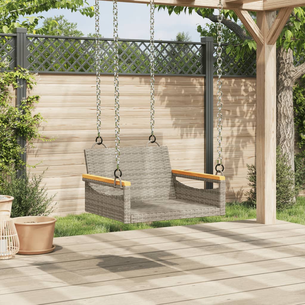 gyngebænk 63x62x40 cm polyrattan grå