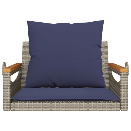 gyngebænk med hynder 63x62x40 cm polyrattan grå