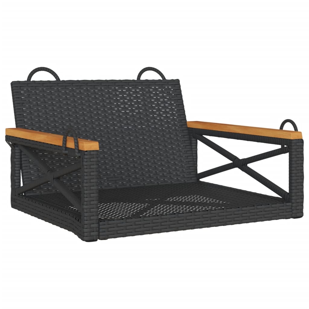 gyngebænk 63x62x40 cm polyrattan sort