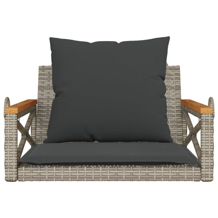gyngebænk med hynder 63x62x40 cm polyrattan grå