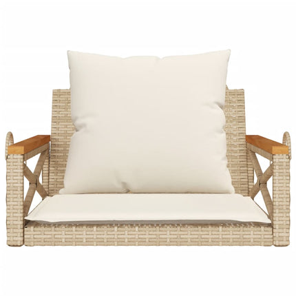 gyngebænk med hynder 63x62x40 cm polyrattan beige