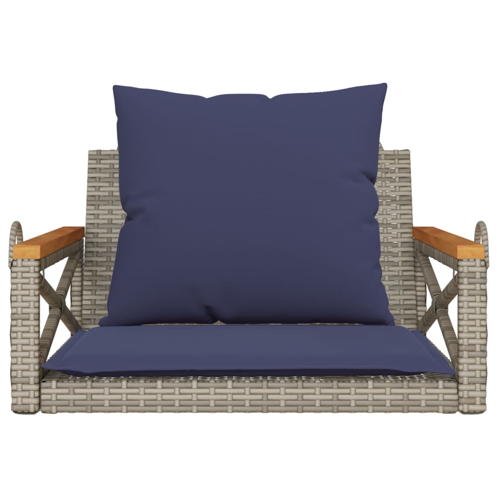 gyngebænk med hynder 63x62x40 cm polyrattan grå