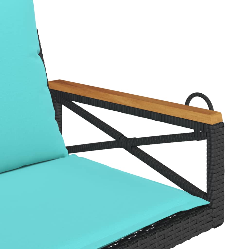 gyngebænk med hynder 63x62x40 cm polyrattan sort