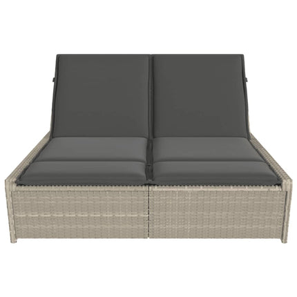 solseng med hynder polyrattan lysegrå