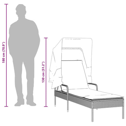 liggestol med baldakin sort polyrattan