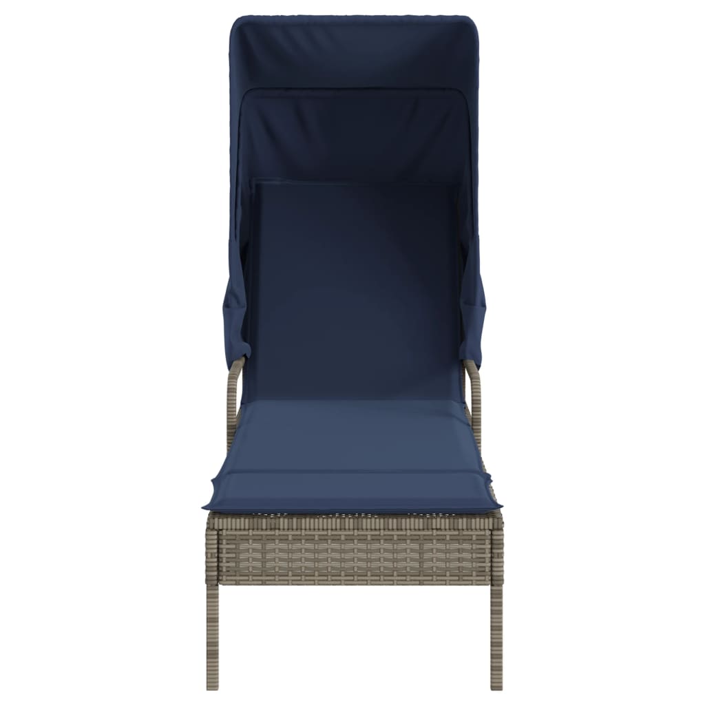 liggestol med baldakin og bord grå polyrattan