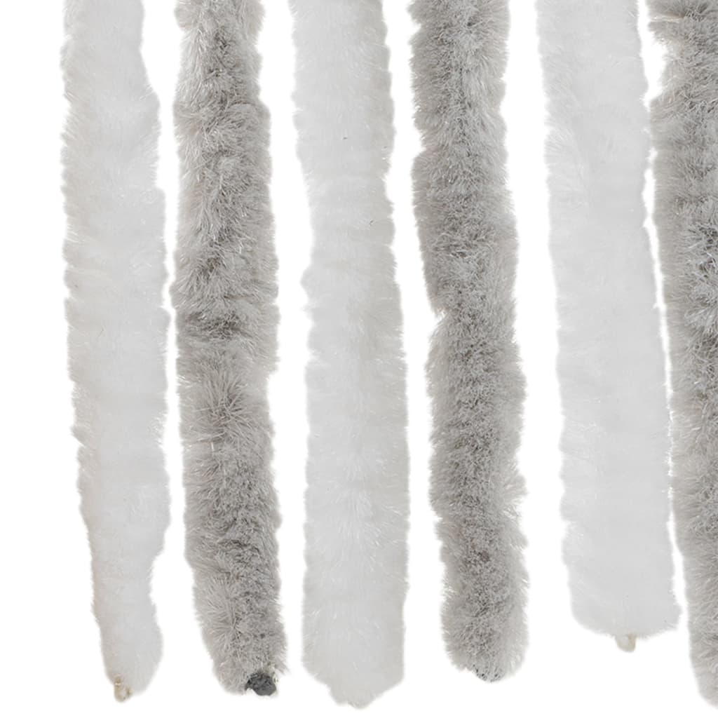 flueforhæng 90x220 cm chenille lysegrå og hvid
