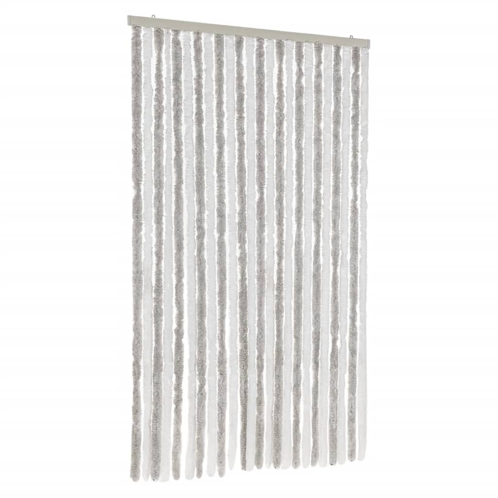 flueforhæng 100x200 cm chenille lysegrå og hvid