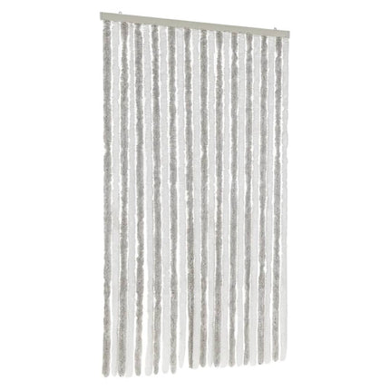 flueforhæng 100x220 cm chenille lysegrå og hvid