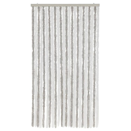flueforhæng 100x220 cm chenille lysegrå og hvid