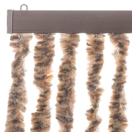 flueforhæng 90x200 cm chenille beige og mørkebrun