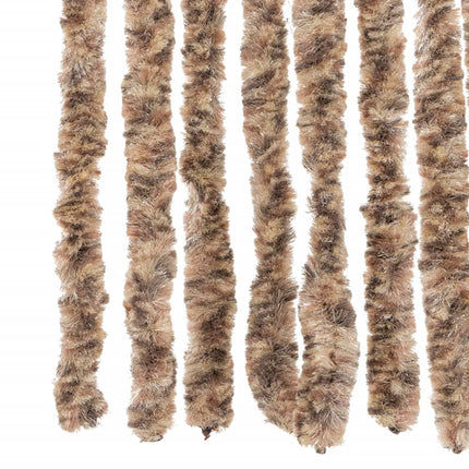 flueforhæng 100x200 cm chenille beige og mørkebrun