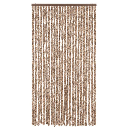 flueforhæng 100x220 cm chenille beige og mørkebrun