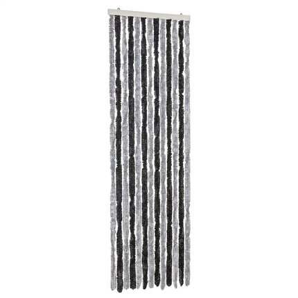 flueforhæng 56x200 cm chenille grå og sort