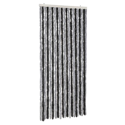 flueforhæng 90x200 cm chenille grå og sort