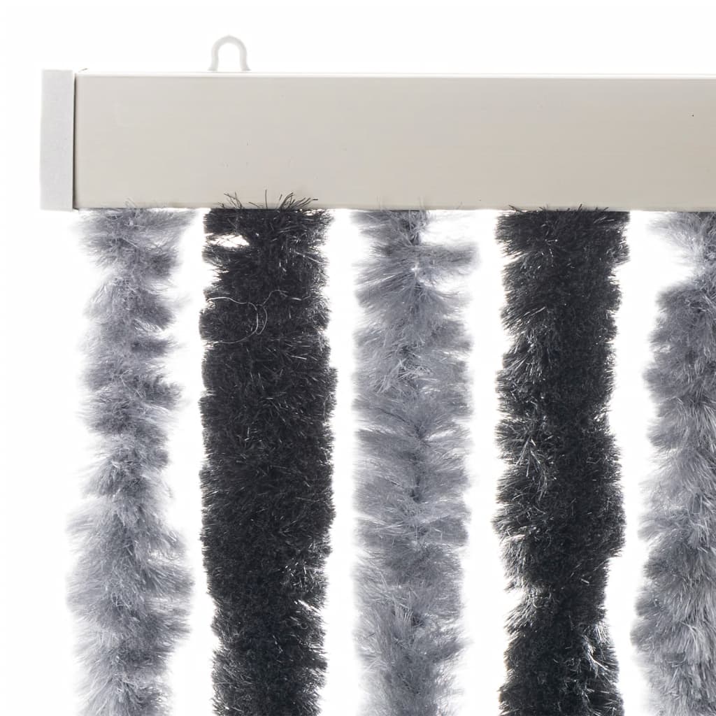 flueforhæng 90x200 cm chenille grå og sort