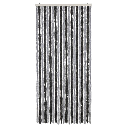 flueforhæng 90x220 cm chenille grå og sort
