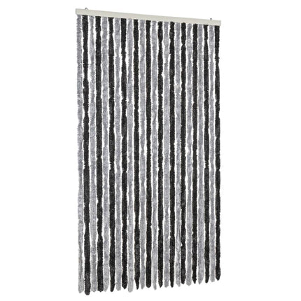 flueforhæng 100x200 cm chenille grå og sort