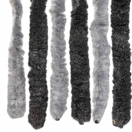 flueforhæng 100x200 cm chenille grå og sort
