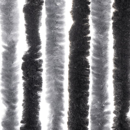 flueforhæng 100x220 cm chenille grå og sort