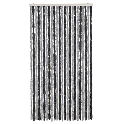 flueforhæng 100x230 cm chenille grå og sort