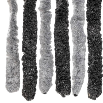 flueforhæng 100x230 cm chenille grå og sort