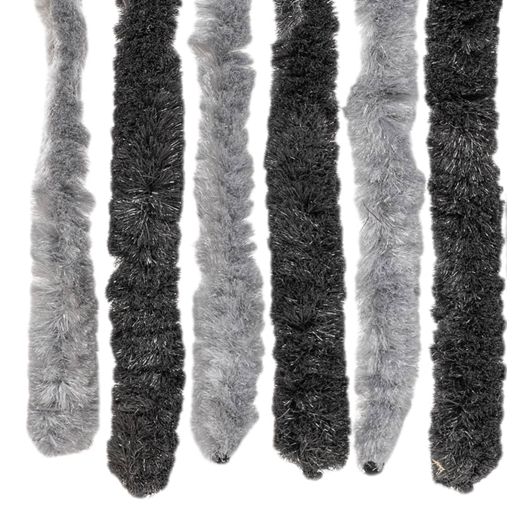 flueforhæng 100x230 cm chenille grå og sort