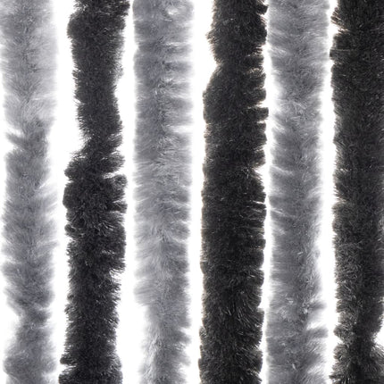 flueforhæng 100x230 cm chenille grå og sort