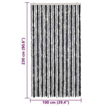 flueforhæng 100x230 cm chenille grå og sort