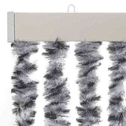 flueforhæng 90x200 cm chenille grå + sort og hvid