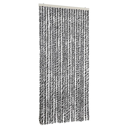 flueforhæng 90x220 cm chenille grå + sort og hvid