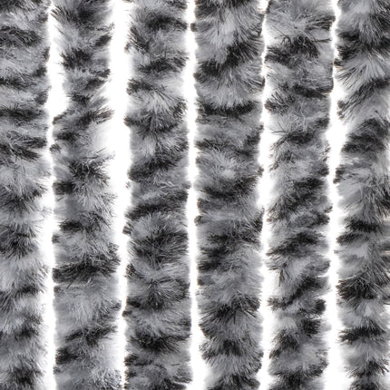 flueforhæng 90x220 cm chenille grå + sort og hvid