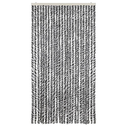 flueforhæng 100x220 cm chenille grå + sort og hvid