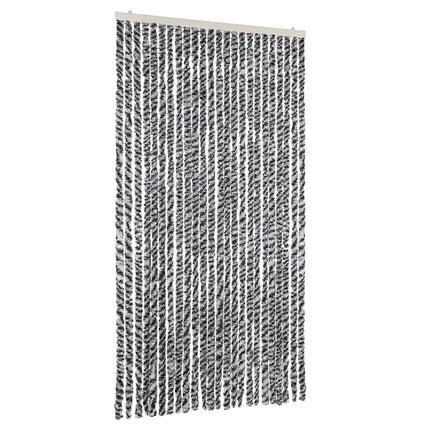 flueforhæng 100x230 cm chenille grå + sort og hvid