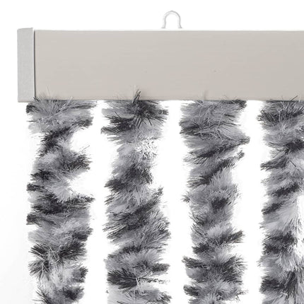 flueforhæng 100x230 cm chenille grå + sort og hvid