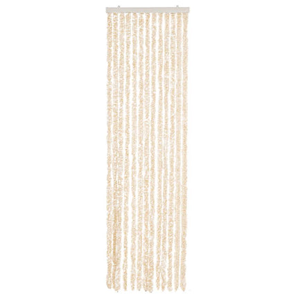 flueforhæng 56x200 cm chenille beige og hvid