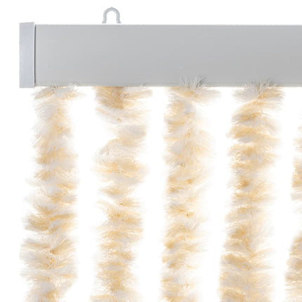 flueforhæng 90x200 cm chenille beige og hvid