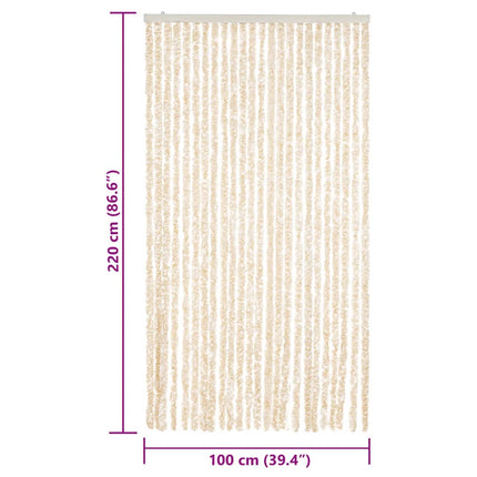 flueforhæng 100x220 cm chenille beige og hvid