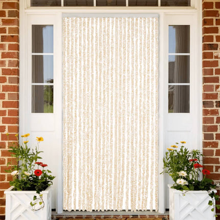 flueforhæng 100x220 cm chenille beige og hvid