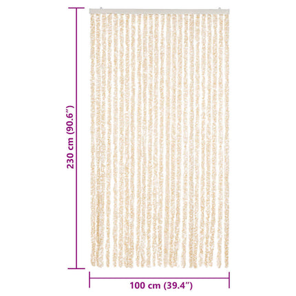 flueforhæng 100x230 cm chenille beige og hvid