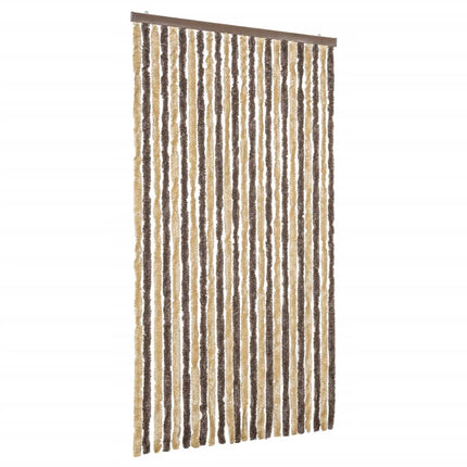 flueforhæng 100x200 cm chenille mørkebrun og beige