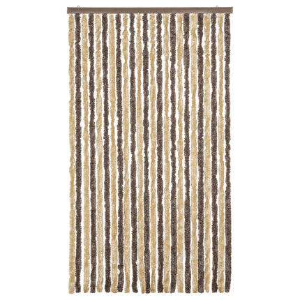 flueforhæng 100x230 cm chenille mørkebrun og beige
