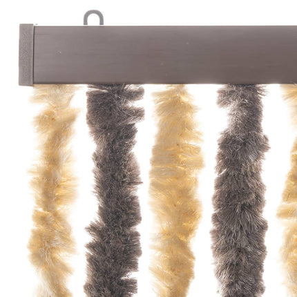 flueforhæng 100x230 cm chenille mørkebrun og beige