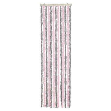 flueforhæng 56x185 cm chenille sølvgrå og lyserød