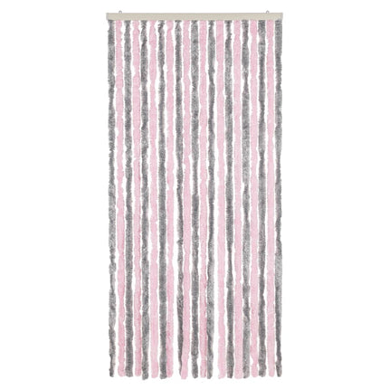 flueforhæng 90x200 cm chenille sølvgrå og lyserød