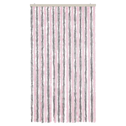 flueforhæng 100x200 cm chenille sølvgrå og lyserød