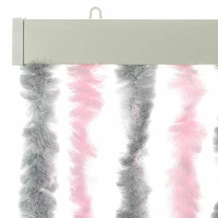 flueforhæng 100x200 cm chenille sølvgrå og lyserød